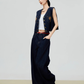 Palm Tree Embroidered Denim Vest / Wide Pants FER0303