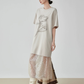 Flower Motif T-Shirt / Sparkling Mesh Skirt FER0151