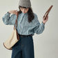 Blue Stripe Shirt / Wide Denim Pants / Corduroy Overall Skirt AMU0033