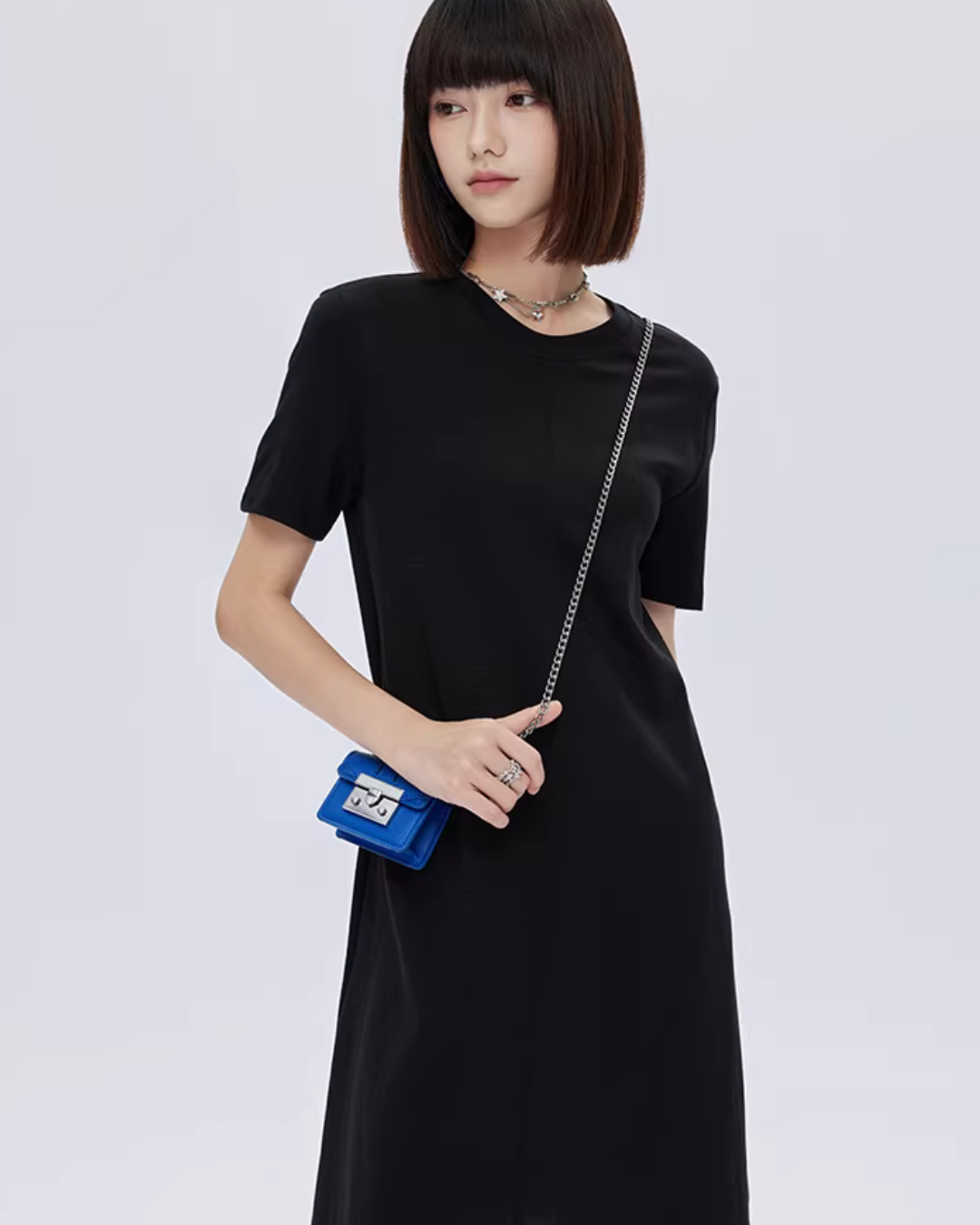 Crew Neck T-Shirt Short Dress SHN0010