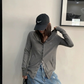 Snap Button Hooded Cardigan YLS1039