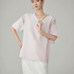 V-Neck Lace Splice Short Sleeve Top FER0158