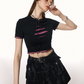 American Layered Style Cropped T-Shirt IMO0066