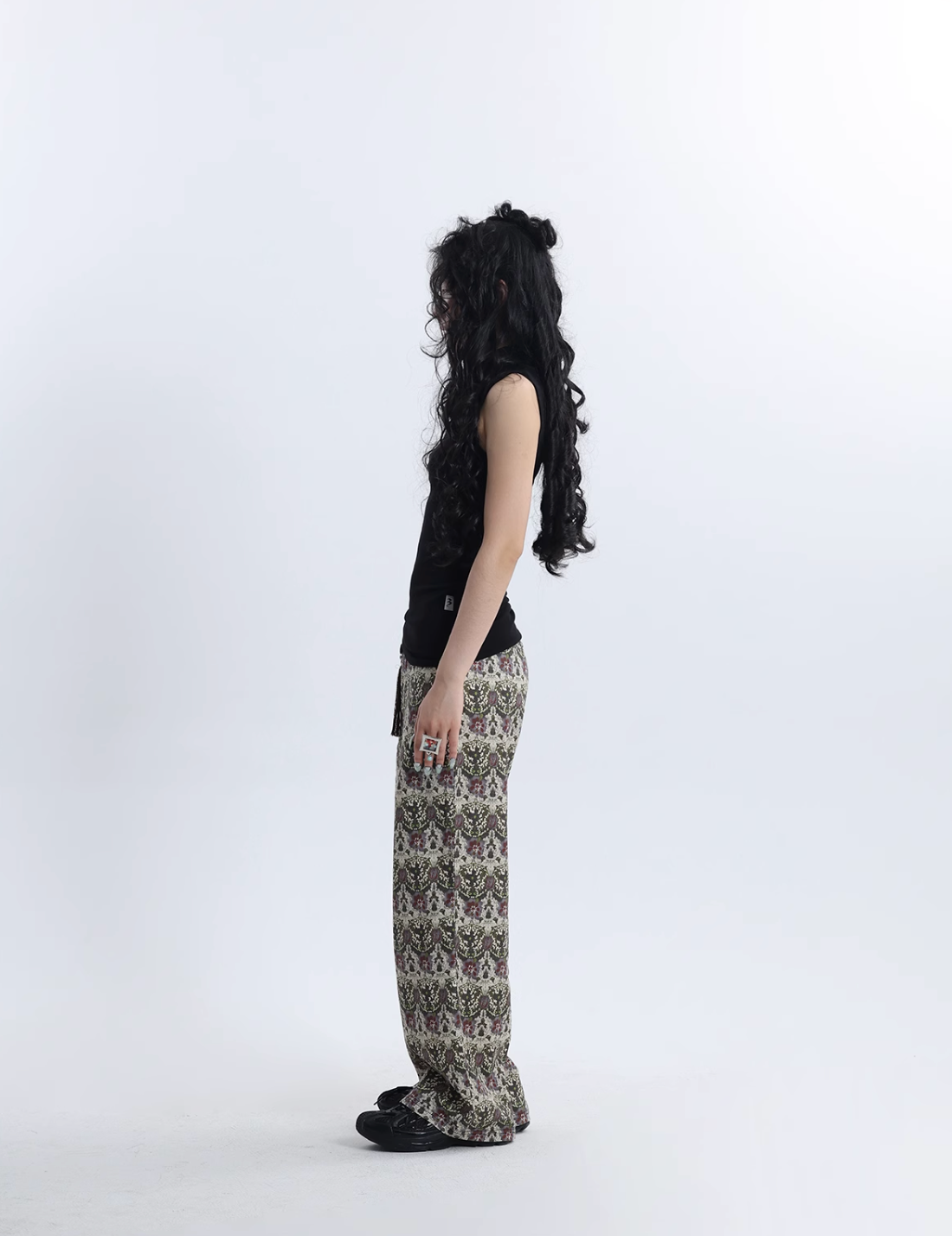 Khaki Green Pattern Chinese Pants FZK0077