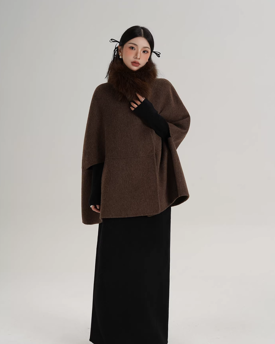 Fur Muffler Cape Coat SRS0402