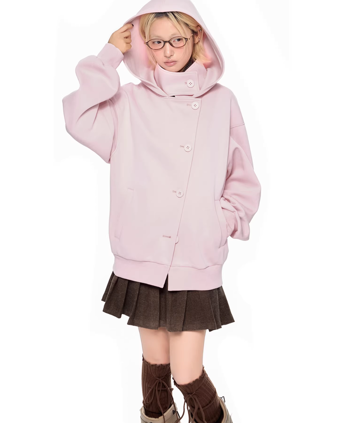 Short Wool Hooded Coat EZK0102