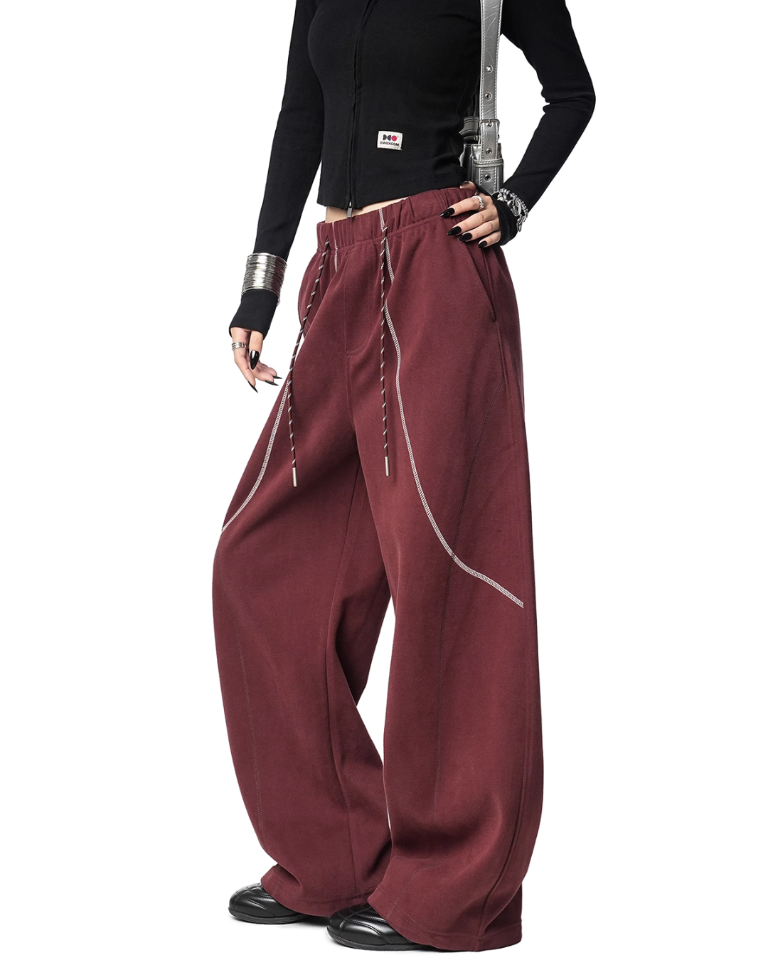 Color Contrast Stitch Sweat Pants ICM0105