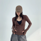 Slim Zip Long Sleeve Tops YLS0733