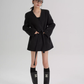 Collarless Wool Coat with Choker SRS0393