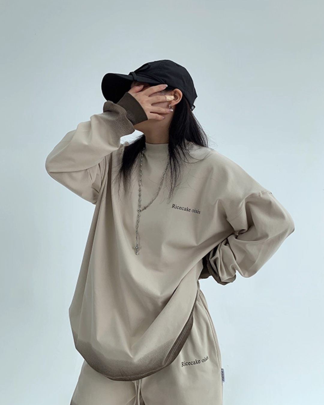 Gradient Loose Long Sleeve Top / Half Pants YLS0885