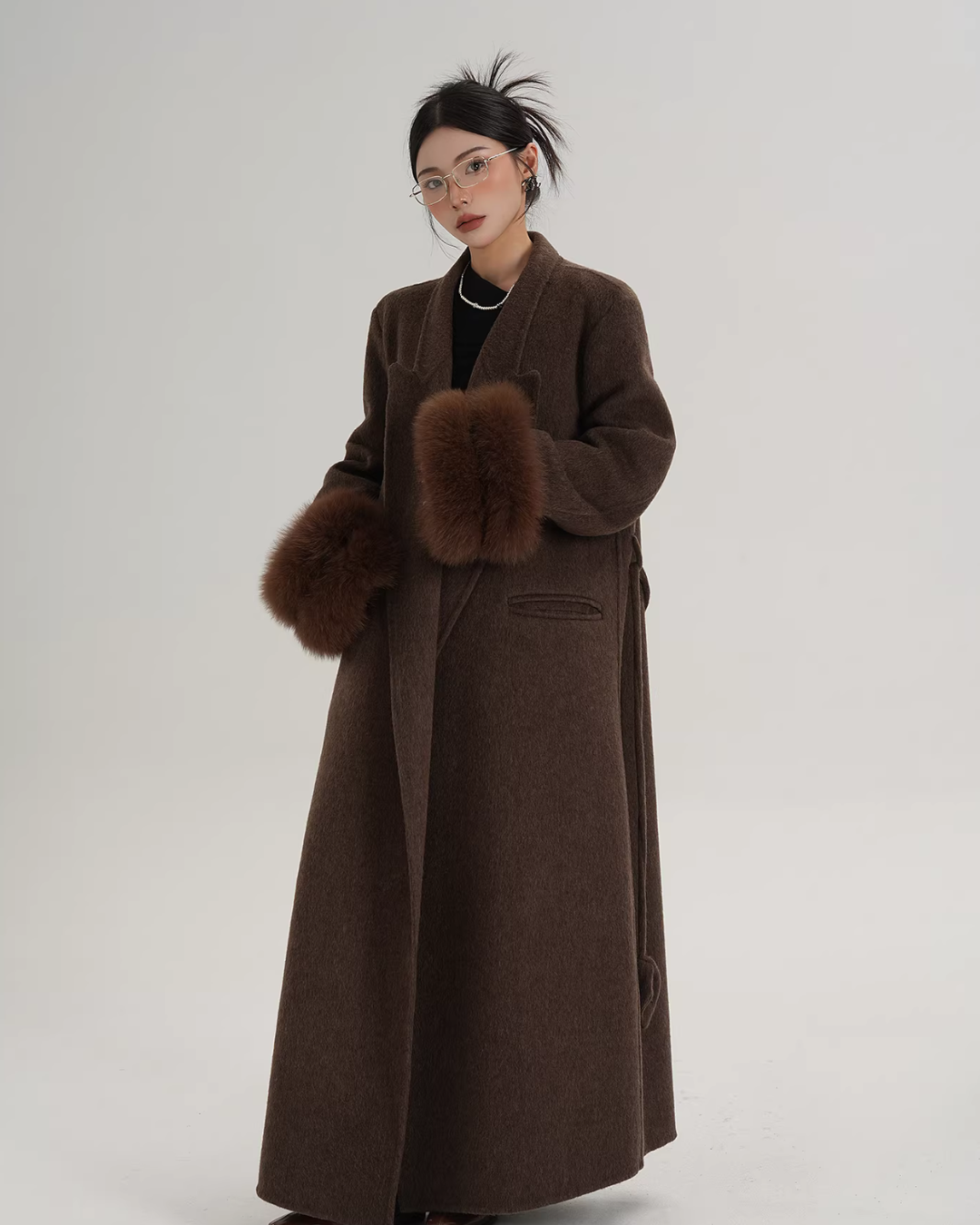 Fur Cuff Long Coat SRS0403
