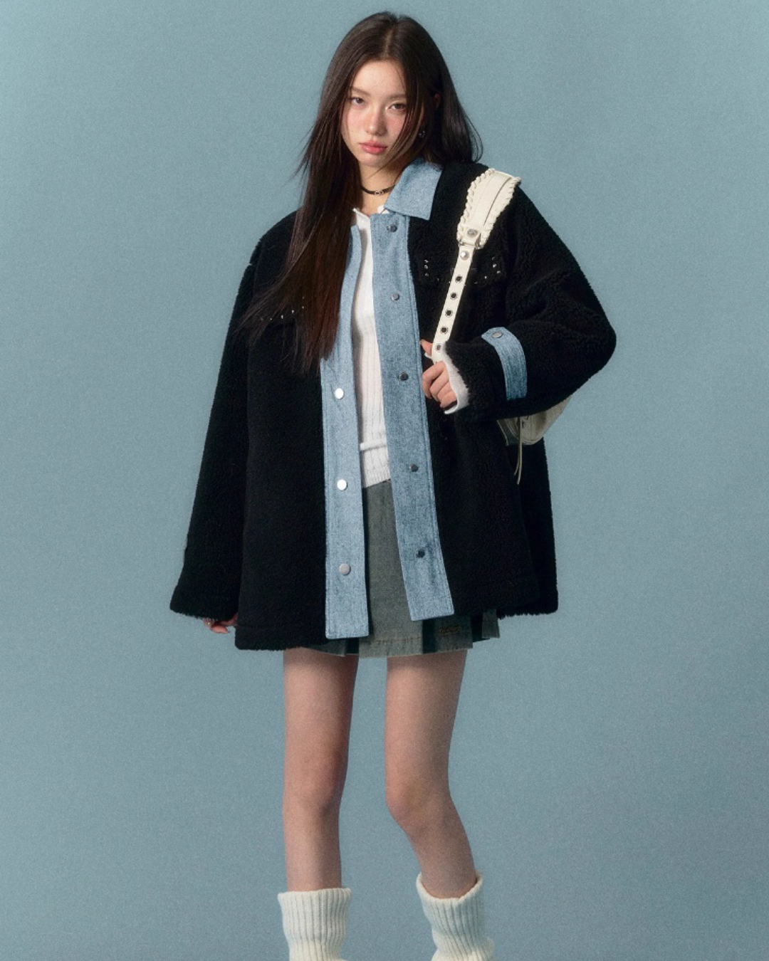Denim Shearling Casual Coat  ASG0050