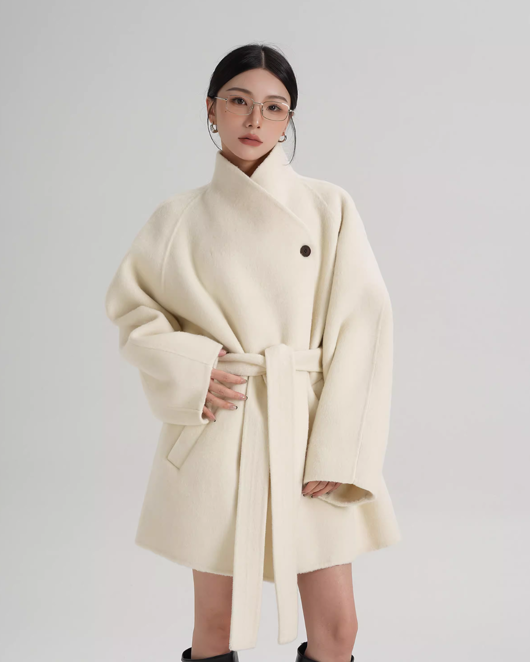 Mid Length Belted Wool Coat SRS0363