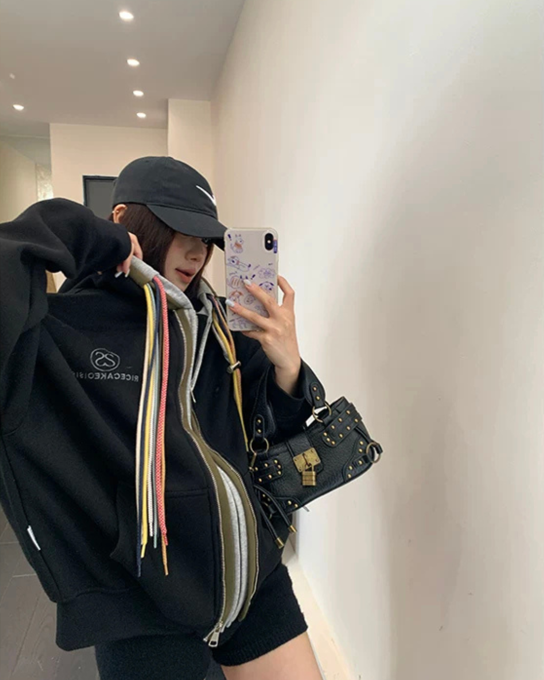 Colorful Drawcord Zip-Up Hoodie YLS1075