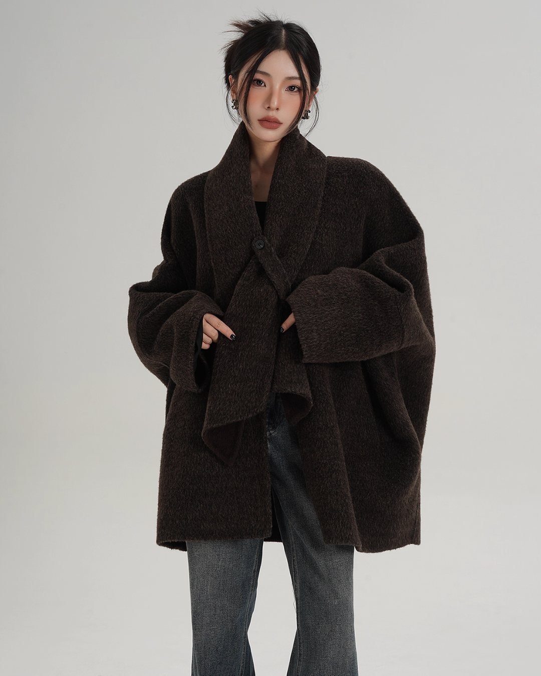 Collarless Wool Coat SRS0367