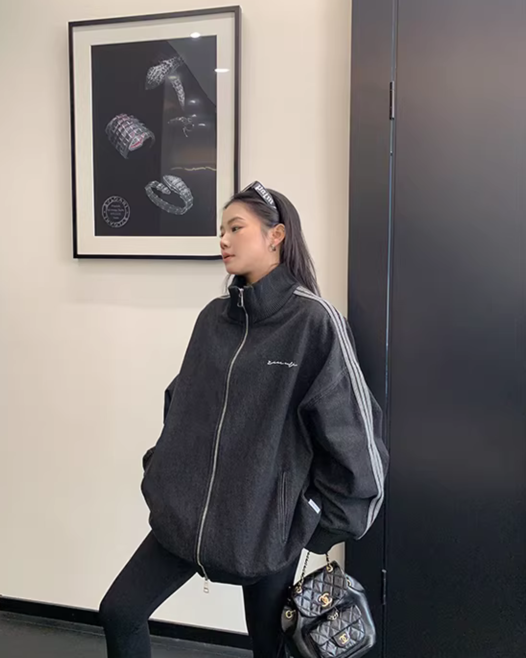 Sideline Denim Track Jacket YLS1017