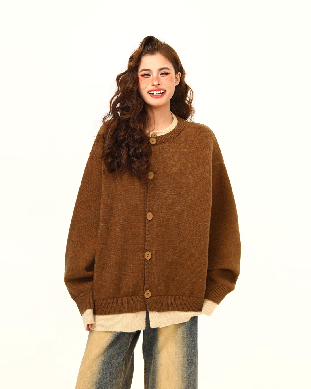 Round Neck Knit Cardigan WDZ0035
