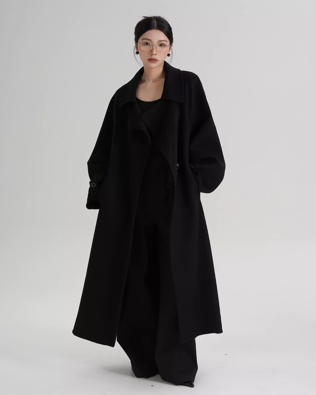 Stand Collar Long Loose Wool Coat SRS0361