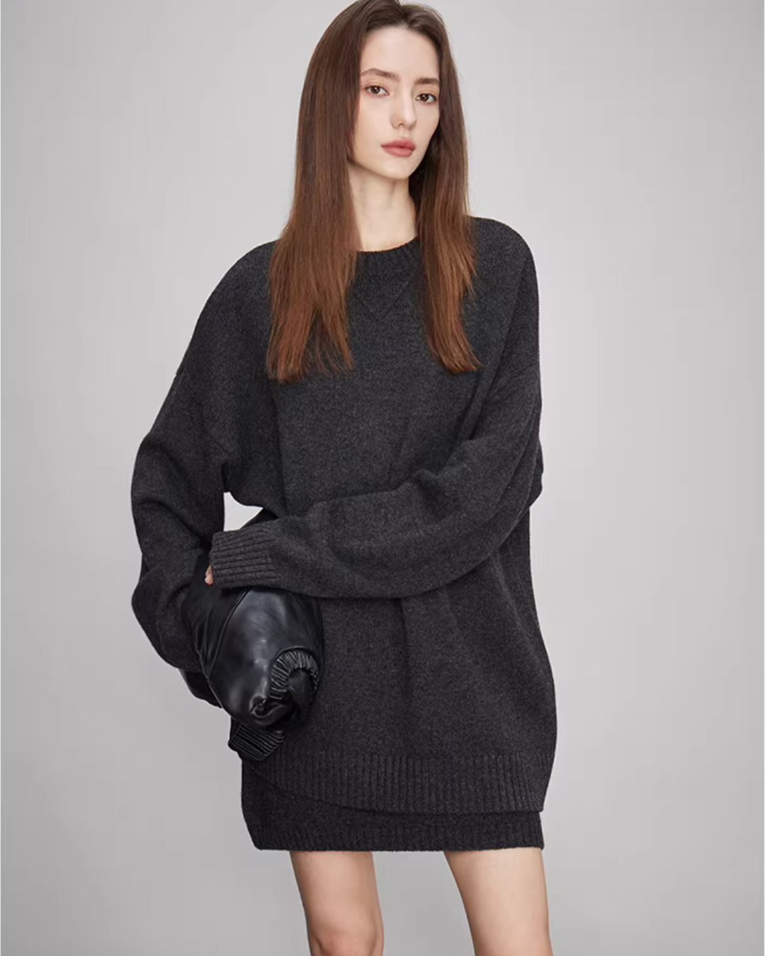 Sheep Wool Pullover Knit Top / Waist Short Skirt TEO0004