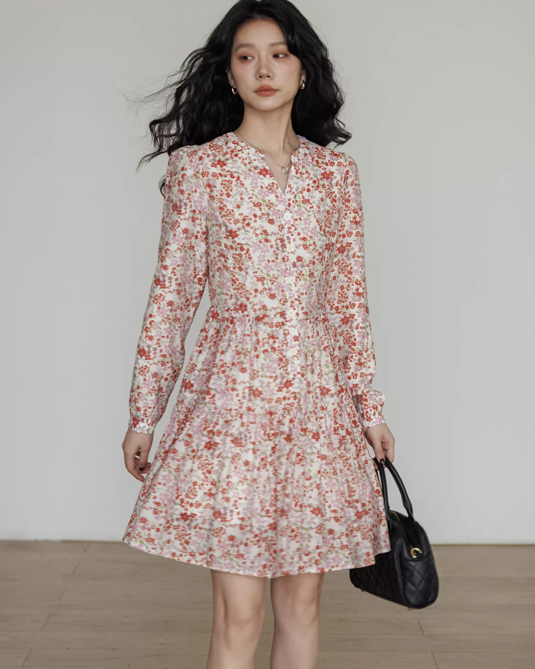 V-Neck Floral Dress VAS0193
