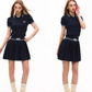 Polo Rib Knit Top / Pleated Skirt MDB0001