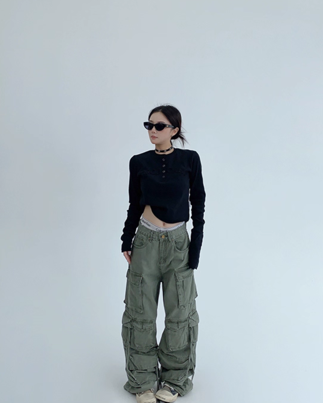 Pocket Design Wide Cargo Pants YLS0889