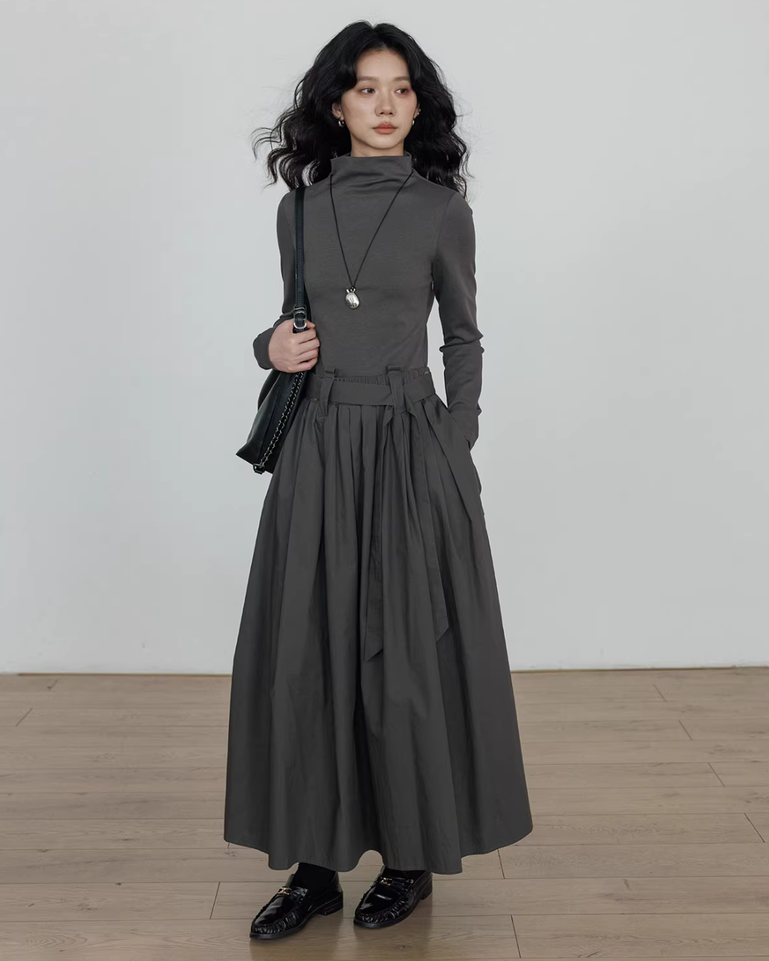 Half-Turtleneck Long Dress VAS0185