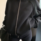 Rib-Knit Switch Zip-Up Blouson YLS1056