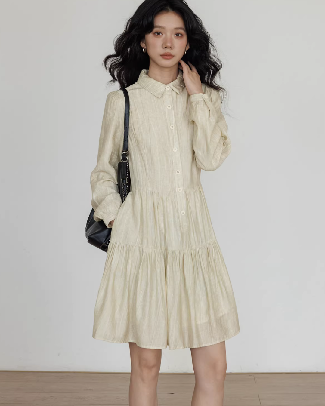 Polo Collar Long-Sleeve Dress VAS0190