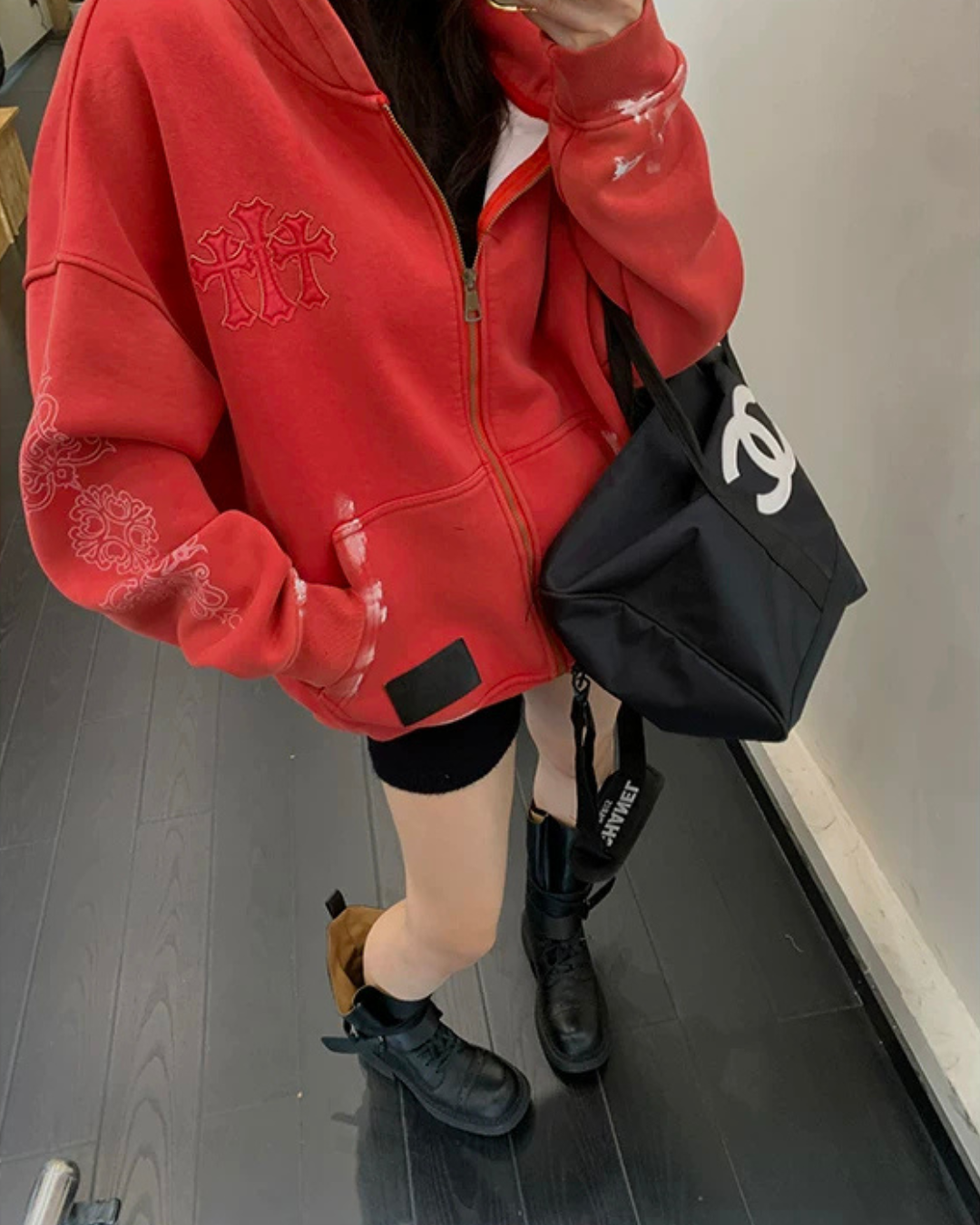 Chrome Hearts Style Zip-Up Hoodie YLS1074