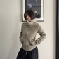 High-Neck Hooded Zip-Up Hoodie YLS1057