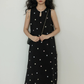 Flower Embroidery Pearl Button Long Dress VAS0203