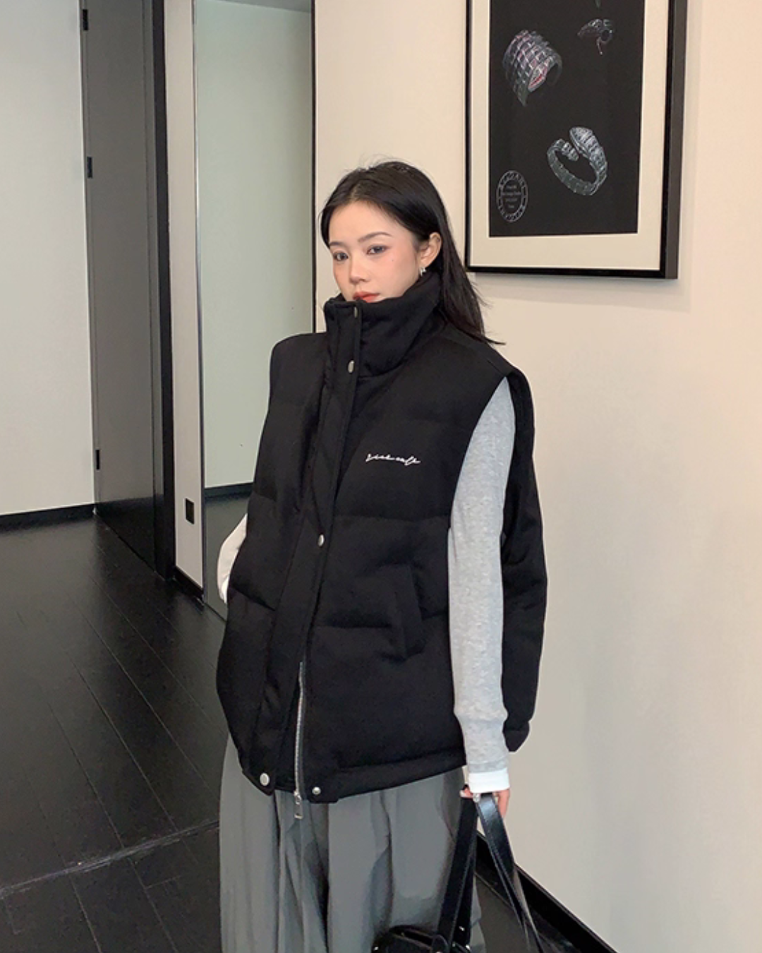 Stand Collar Cotton Down Vest YLS1012