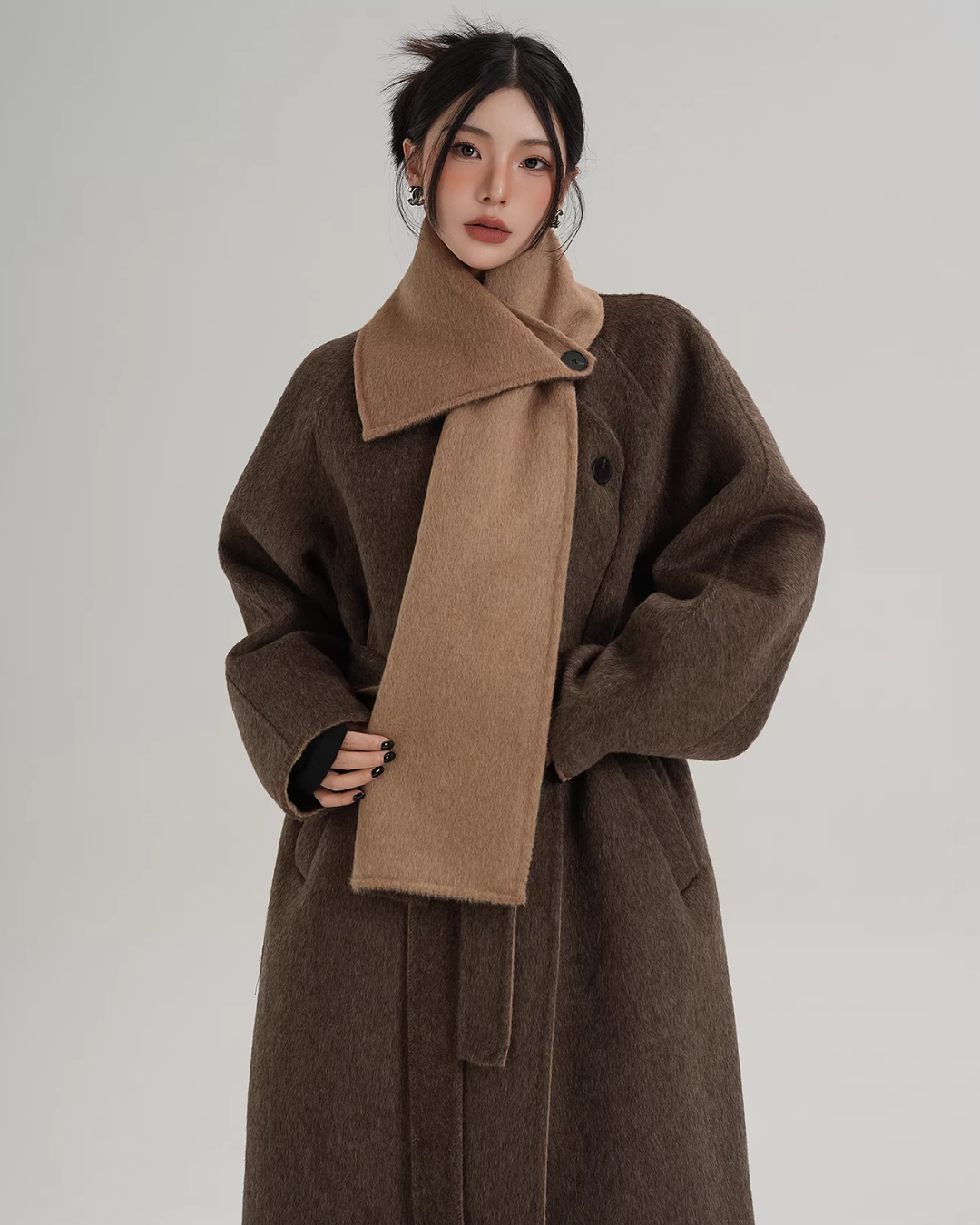 Scarf Design Long Wool Coat SRS0409