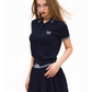 Polo Rib Knit Top / Pleated Skirt MDB0001