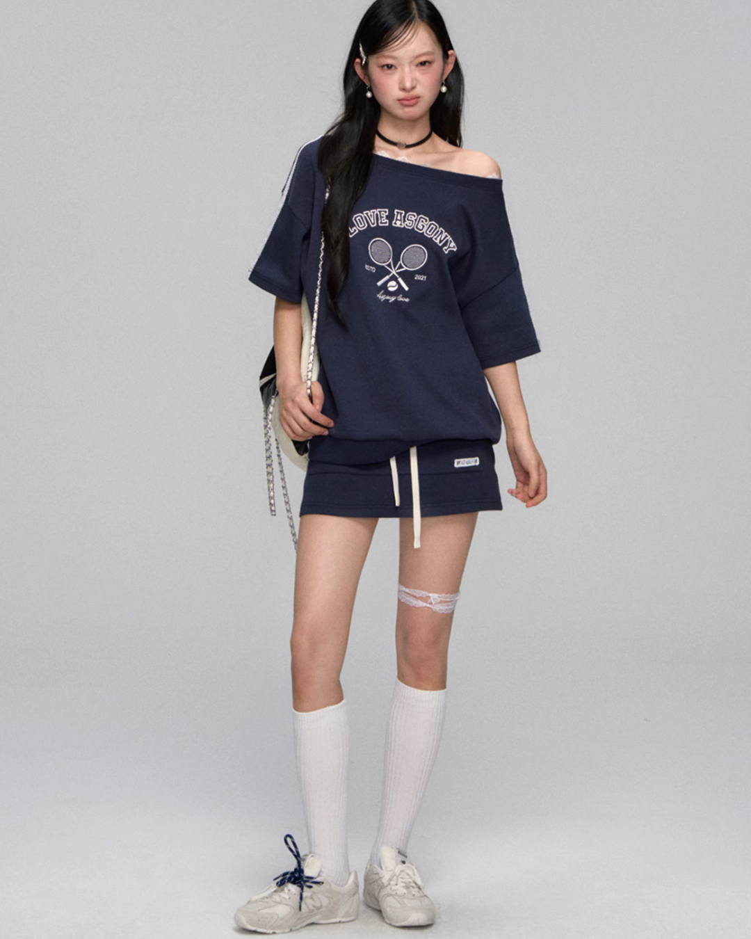 One Shoulder Sweat Top / Sweat Mini Skirt ASG0044