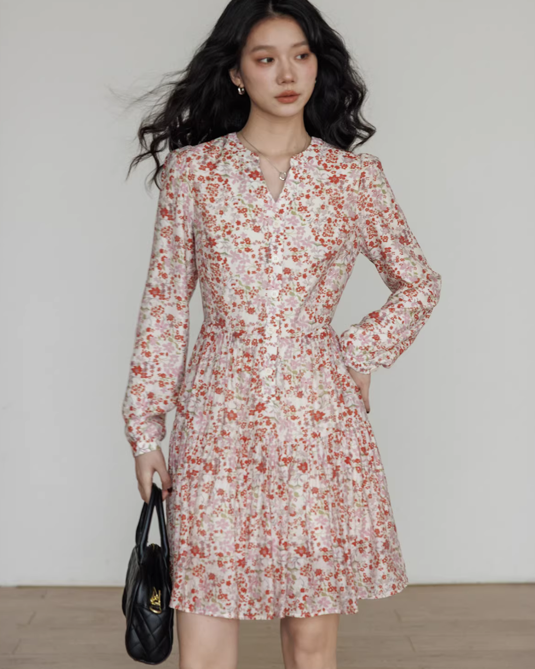 V-Neck Floral Dress VAS0193