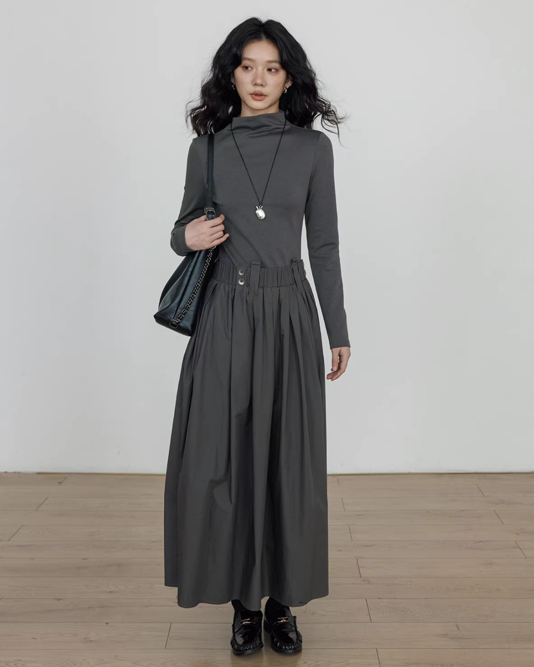 Half-Turtleneck Long Dress VAS0185