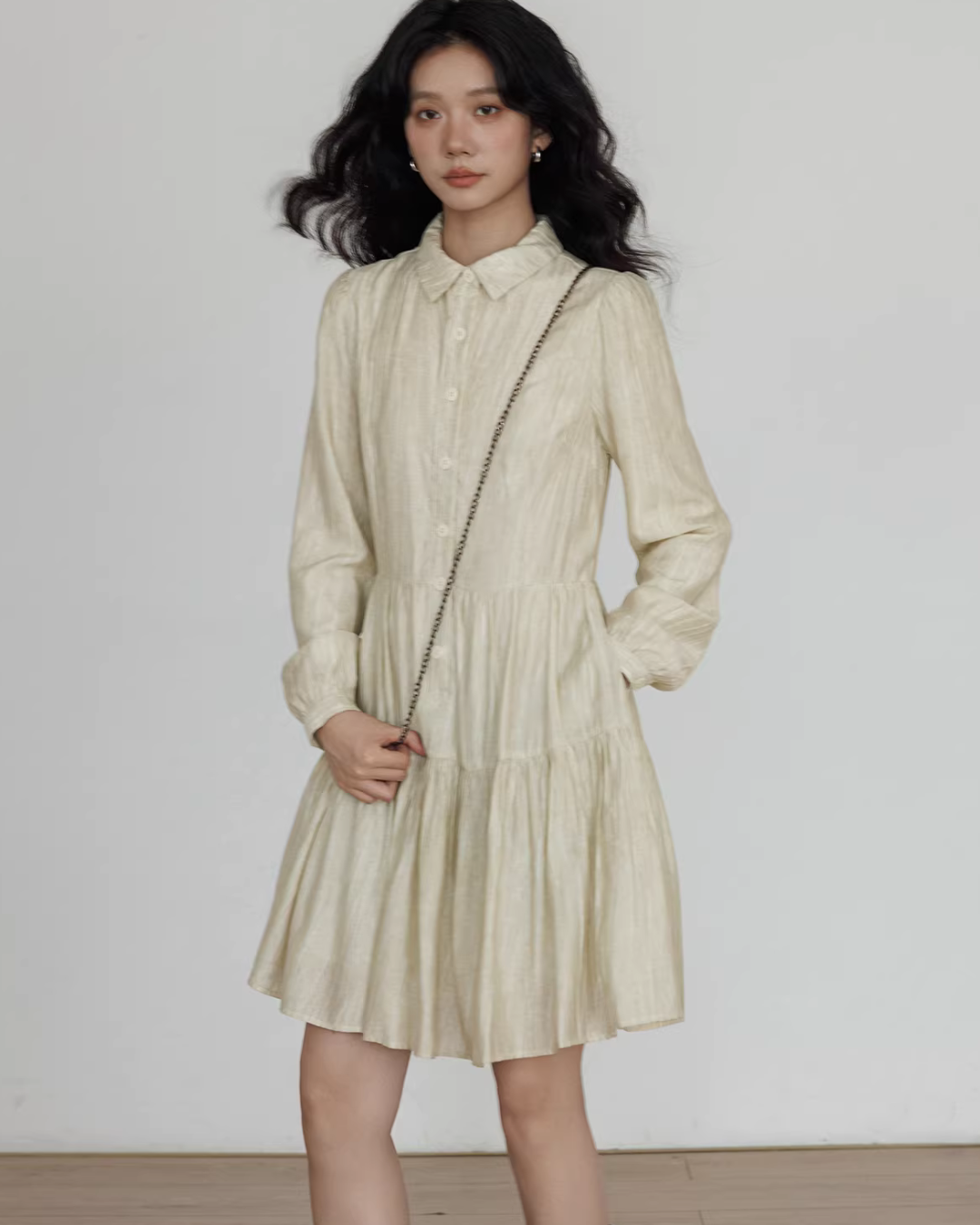 Polo Collar Long-Sleeve Dress VAS0190