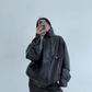 Stand Collar Fake Leather Blouson YLS0909