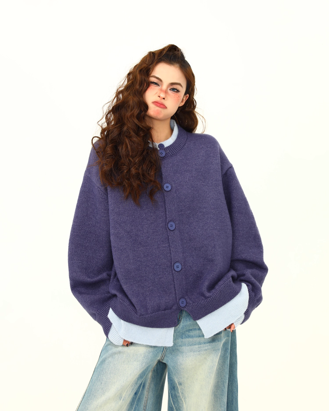 Round Neck Knit Cardigan WDZ0035