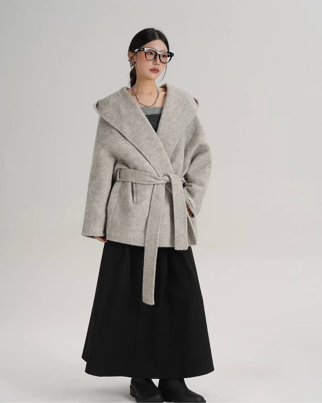 Open Collar Long Coat SRS0414