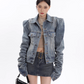Wide Shoulder Vintage Denim Jacket CCS0030