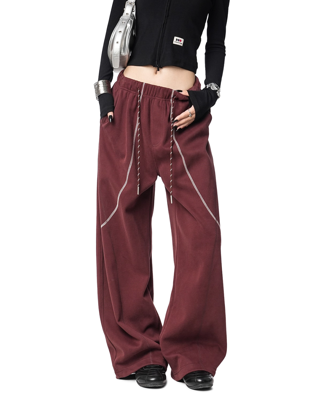 Color Contrast Stitch Sweat Pants ICM0105