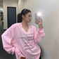 V-Neck Print Long Sleeve T-Shirt  YLS1044