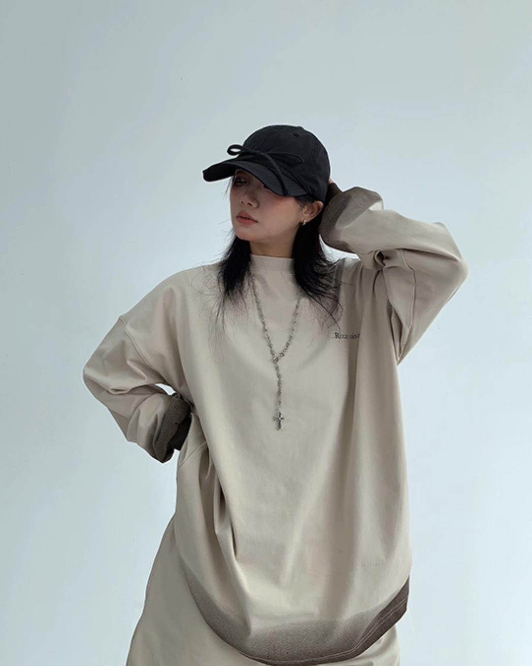 Gradient Loose Long Sleeve Top / Half Pants YLS0885