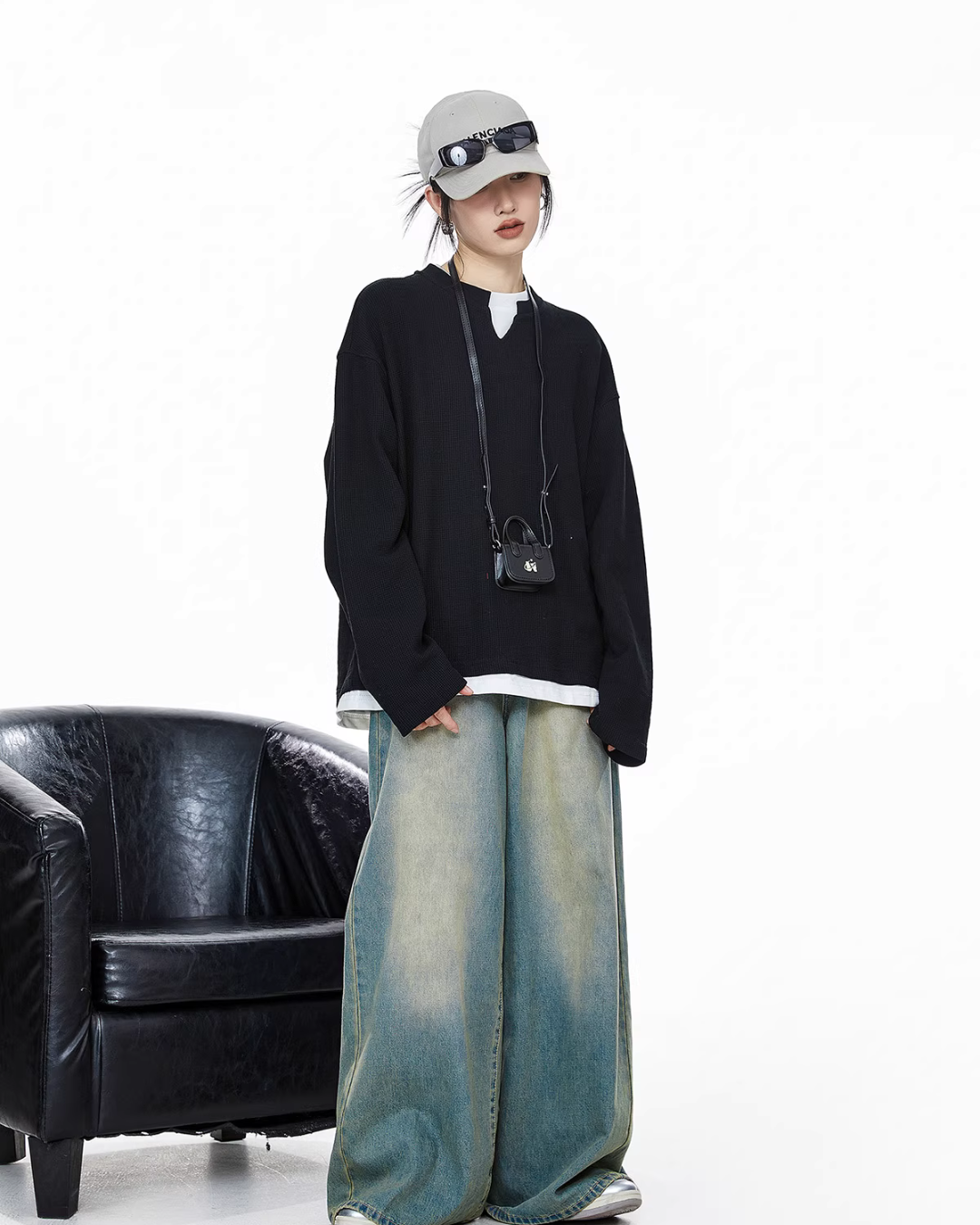 Henry Neck Long Sleeve Top ICM0078