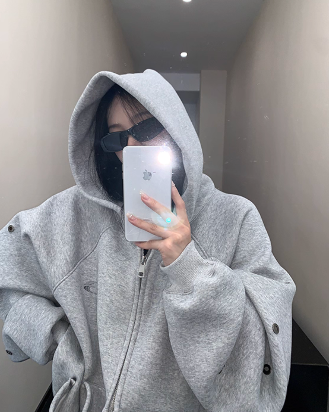 Hollow Out Zip Up Hoodie YLS0988