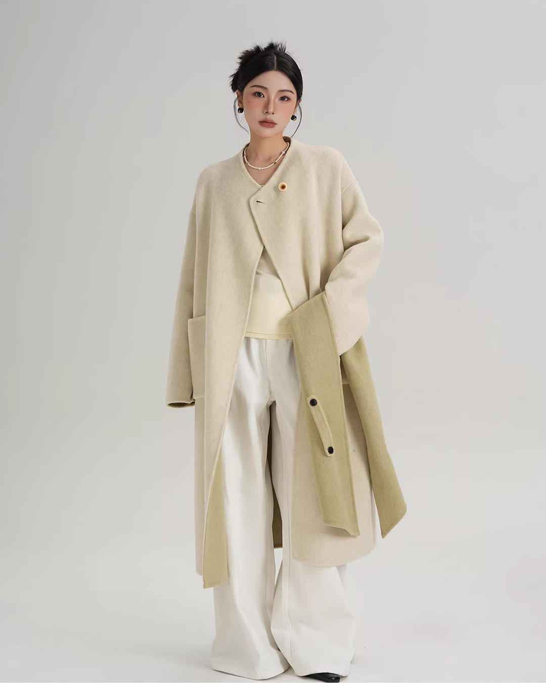 Scarf Collarless Coat SRS0412