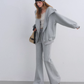 Oversized Collar Zip-Up Hoodie / Flare Sweatpants  ASG0083